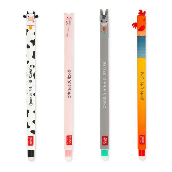 Set de 4 Bolígrafos Legami de Gel Borrable Animales de la granja - Imagen 2